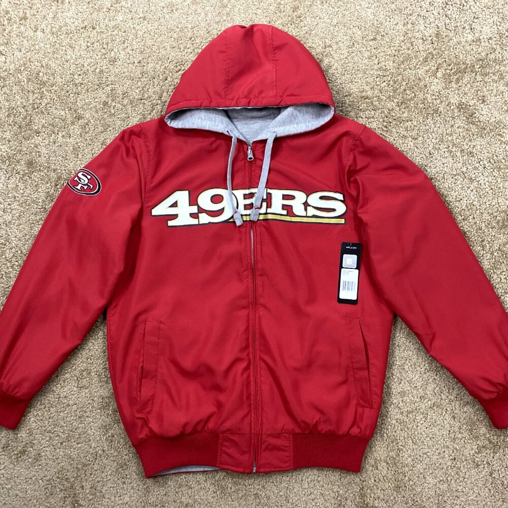 SAN FRANCISCO 49ERS NFL Reversible Hooded Jacket Full Zip  SMALL…